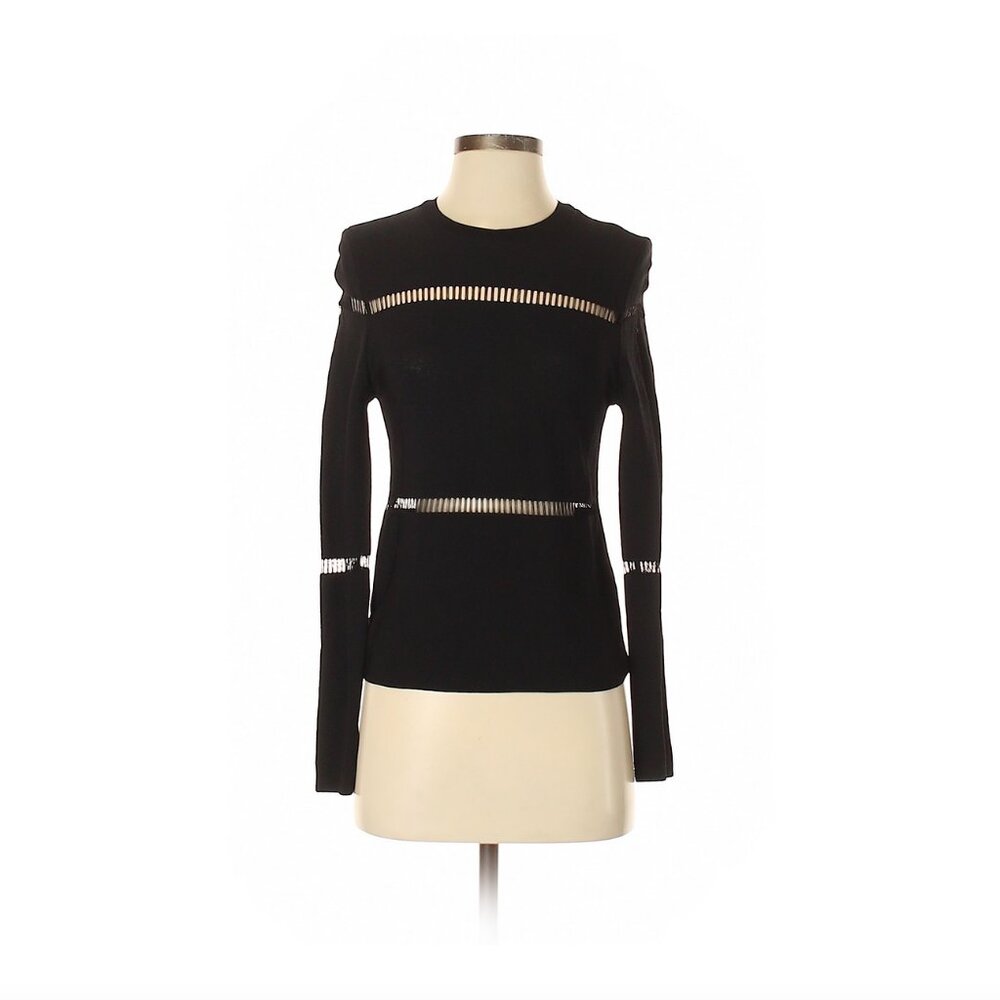 Zara Black Crew Neck Long Sleeve Shirt with Cutouts